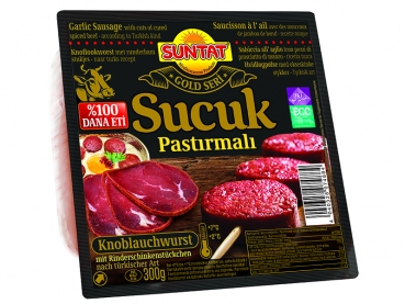 SUNTAT Sucuk Knoblauchwurst mit Rinderschinkenstückchen - Gold Pastirmali Sucuk 300g