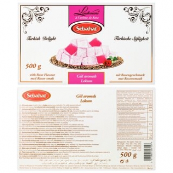 Sebahat Turkish Delight Lokum 5er Set mit Granatapfel, Rose, Natur, gemischte Nüsse und Pistazie 5 x 500 g