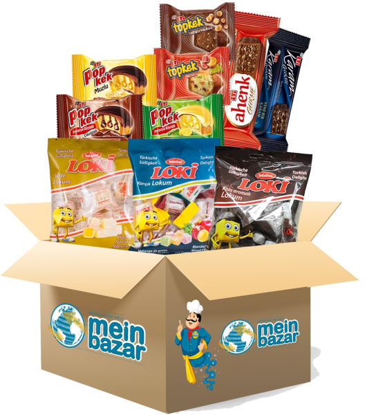 Meinbazar Türkische Süßigkeiten Geschenkidee Box - Süßigkeiten Set L - 10 Teile - Mix Party Box - Halal Produkte - Candy Box