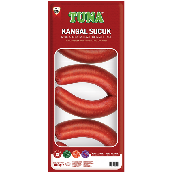 Sucuk Tuna Rinder Knoblauchwurst Türkisch - Kangal, 1000g - Mild Halal