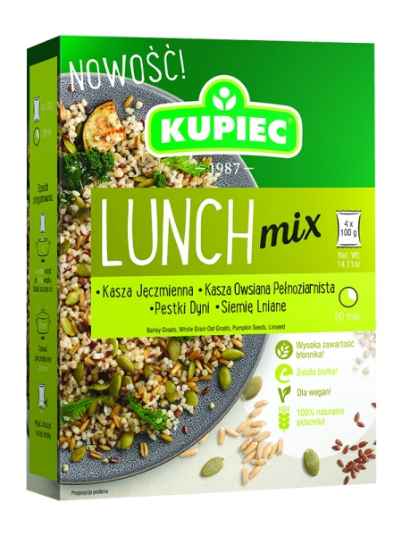 Kupiec Lunch Mix Gerstengraupen-Hafergraupen-Kürbiskerne-Leinsamen Mischung 400 g