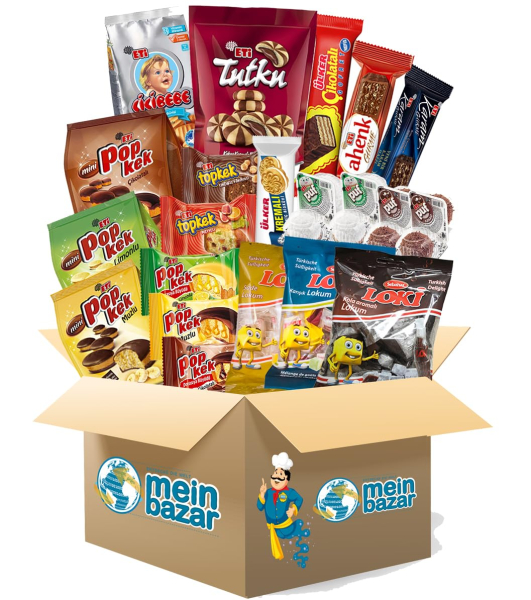 Meinbazar Türkische Süßigkeiten Geschenkidee Box - Süßigkeiten Set XXL - 25 Teile - Mix Party Box - Halal Produkte - Candy Box