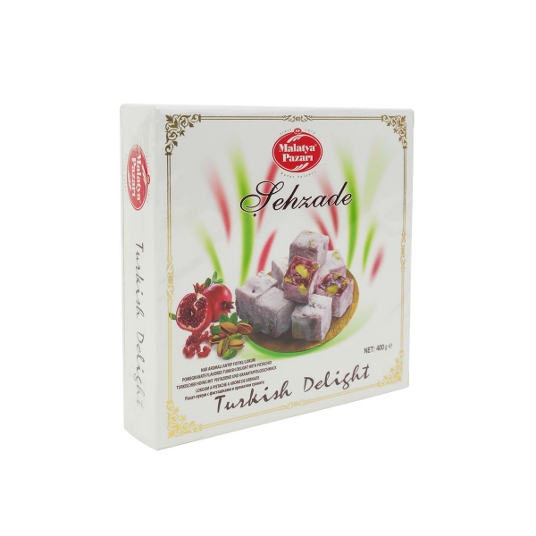 Lokum mit Granatapfel-Aroma und Pistazien 400g | Malatya Pazari