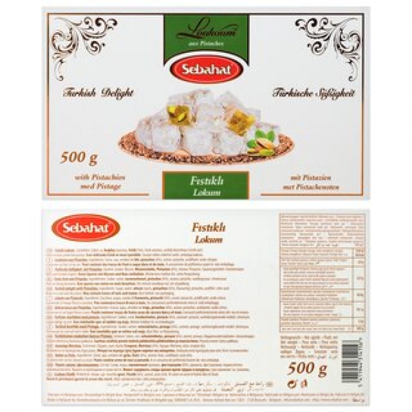 Sebahat Turkish Delight Lokum 5er Set mit Granatapfel, Rose, Natur, gemischte Nüsse und Pistazie 5 x 500 g